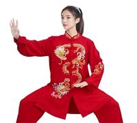 XIUsheUA Uniforme Tai Chi, Costume Traditionnel Wushu Kungfu, Broderie de Dragon, Arts Martiaux, Wing Chun, entraînement, Exercice du Matin pour Tai Chi, Arts Martiaux(Color1,M)