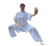 XIUsheUA Uniforme Taichi en Coton, Costumes Wushu Kungfu, vêtements for Adultes, Performance martiale, Costume Tang Taiji pour Tai Chi, Arts Martiaux(White 2,XXL(180cm))