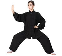 XIUsheUA Uniforme Taichi en Coton, Costumes Wushu Kungfu, vêtements for Adultes, Performance martiale, Costume Tang Taiji pour Tai Chi, Arts Martiaux(Black,S(160cm))