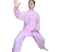 XIUsheUA Uniforme Taichi en Coton, Costumes Wushu Kungfu, vêtements for Adultes, Performance martiale, Costume Tang Taiji pour Tai Chi, Arts Martiaux(Pink,XXS(150cm))