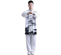 XIUsheUA Uniformes Tai Chi for Hommes, Uniformes d'arts Martiaux Kungfu, Sweat-Shirt Traditionnel + Pantalon en Soie, Ensemble de Tenue de méditation Wushu, survêtement pour Tai Chi, Arts Martiaux(S)