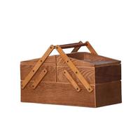 XIUsheUA Vintage en Bois Artisanat Aiguilles à Coudre Broderie Mallette de Rangement boîte en Porte-à-Faux for Porte-Bijoux pour Le Tissu, Les Outils