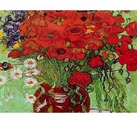 XiuTaiLtd Jigsaw Puzzle 1000 Pièces pour Adultes Van Gogh Coquelicots Rouges Et Marguerites Fleurs Fines en Bois Grand Puzzle Bricolage Puzzle Adulte