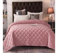 XIUWOUG Couvre Lit 2 Personnes 220x240cm/240x260cm,Velours de Cristal Couvre-Lit Matelassé Dessus De Lits Et Couvre-Lits De Luxe avec 2 Taies d'oreiller,Rose,240X260CM