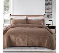 XIUWOUG Couvre Lit 2 Personnes 220X240cm, Couverture Courtepointe Patchwork, Boutis Couvre-Lit Matelassé en Microfibre, Dessus De Lits Et Couvre-Lits De Luxe,café,220x240cm