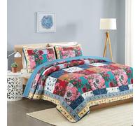 XIUWOUG Couvre Lit 2 Personnes 240X260/220X240,Couverture Patchwork, Boutis Couvre-Lit Matelassé en Coton,Dessus De Lits Et Couvre-Lits De Luxe avec 2 Taies d'oreiller,240x260cm