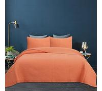 XIUWOUG Couvre Lit 2 Personnes 240X260, Couvre-Lit Matelassé De Luxe Dessus De Lit 2 Personnes Matelasse Boutis Couvre-Lit 100% Coton Réversible avec 2 Taies d'oreiller Parure De Lit,Orange,240x260