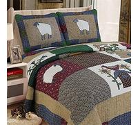 XIUWOUG Couvre-lit matelassé de Luxe Dessus De Lit 2 Personnes 240x260cm Courtepointe Boutis de Luxe Jeté De Lit 100% Coton Imprimé Broderie 3 Pièces