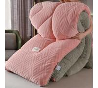 XIUWOUG Épaissir Cachemire Courtepointe Double Chaude, Édredon Anti-Allergène, Couette 2 Personnes Laine Luxueuse, Gonflant, Chaud Et Confortable, D, 180X220 3.5KG