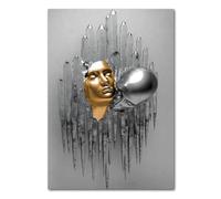 XIUWOUG Peinture Murale d'art l'image Impression sur Toile abstrait Photos Salon Chambre Décoration Moderne Statue de couple en métal,D,50x70cm No Frame