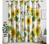 XIUWOUG Rideau à Oiseau Papillon et Tournesol - 2 Panneaux - Rideaux Occultants - Rideaux insonorisés pour Salon Chambre,C,140x240H cm (2 Panels)