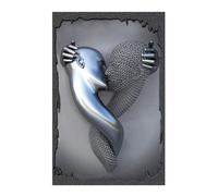 XIUWOUG Tableaux sur toile Abstraite Coeur d'amour Gris, Impressions Peinture Figure en métal Statue Couple Photos Décoration Murale Moderne chambre bar salle de bain hôtel,C,21x30cm No Frame
