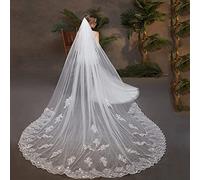 XIUWOUG Voile de mariée en tulle 1 étage Voile de mariée Voile de mariage Voile de chapelle cathédrale avec peigne 118 pouces,Ivoire