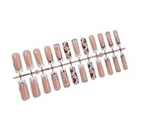 XIUXIYIXIA Lot de 24 faux ongles carrés longs à presser Motif léopard brillant avec bout français Blanc
