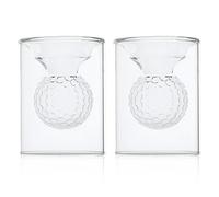 Xiuyer 2 PCS Verre a Shooter Verres à Liqueur Verre a Rhum à Shot a Vodka a Whisky Personnalisable Double Paroi 40ml Livré avec cuillère pour les garçons et les filles(Golf)