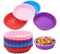 Xiuyer Moule Tartelette, 12 pièces Round Cake Molds Mini Quiche Moules Antiadhésif Baking Pans pour Tartelettes Gâteaux Gelée Flan, Moule Tartelett