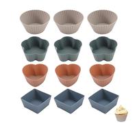 Xiuyer Moule Tartelette, 12 pièces Round Cake Molds Mini Quiche Moules Antiadhésif Baking Pans pour Tartelettes Gâteaux Gelée Flan, Moule Tartelett