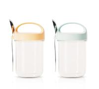 Xiuyer Overnight Oats, Pot Yaourt en Verre avec Couvercle, 2 Pcs 430 ml Bocaux en Verre Hermétique, Overnight Oats Jar avec Cuillère, Réutilisable Bol Yaourt a Emporter, Pour Fruits, Noix, Desserts