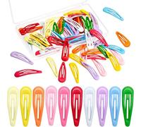 Xiuyong Gingbiss Lot de 60 pinces à cheveux antidérapantes en métal coloré avec boîte de rangement pour filles, enfants et adolescents 5,1 cm