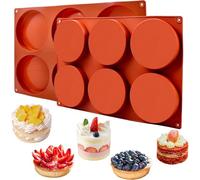 Xiuyong Lot de 2 grands moules en silicone pour la cuisson/antiadhésifs, 10,2 cm, 6 cavités rondes en silicone pour Whoopie