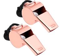 Xiuyong Lot de 2 sifflets de sport en acier inoxydable or rose avec cordon, son fort et net pour arbitre, entraîneur