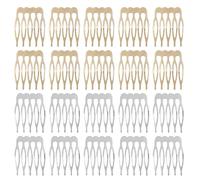 Xiuyong Lot de 20 peignes latéraux à 5 dents en métal pour cheveux fins et doux, voile de mariée argenté et doré