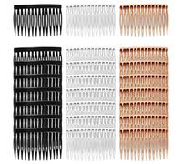 Xiuyong Lot de 24 peignes à cheveux pour femme : peigne latéral à cheveux fins, 14 dents en plastique, noir, transparent, marron