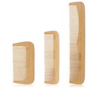 Xiuyong Lot de 3 peignes en bambou à dents fines, peigne à cheveux en bois antistatique, adapté pour les hommes et les femmes, adapté aux cheveux raides, bouclés, ondulés, longs et barbe.
