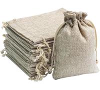 Xiuyong Lot de 30 sacs cadeaux en toile de jute avec cordon de serrage, 9,6 x 14,5 cm, pochettes à bijoux en toile de jute, pochettes cadeaux rustiques