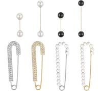 Xiuyong Lot de 8 broches à clip pour femme - Avec perles de cristal artificiel - Pour femme - Pour femme - Pour vêtements et accessoires de décoration tels que les robes