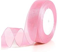 Xiuyong Ruban rose, utilisé pour l'emballage, rose clair, épaisseur 25 mm, taille 50, ruban en organza, utilisé pour la fabrication de rubans, emballages cadeaux, paniers de Pâques, cadeaux de fête