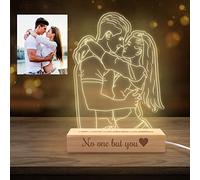 Xiuyours Lampe Personnalisée avec Photo Veilleuse Lampe Photo 3D Led Personnalisable Lumière Texte Gravé Cadeau Saint Valentin Anniversaire pour Femme Couple Homme Maman Papa