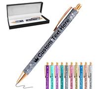 Xiuyours Stylo Personnalisé avec Nom Prénom, Cadeau Stylo Personnalisable, Beau Stylos à Bille Personnalise pour Mariage Femme Fille Collegue, Gris