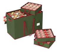 XIVIRACK Boîte de Rangement pour Boules de Noël，avec Séparateurs Réglables pour,10 compartiments, Oxford 600D,160 compartiments de 7,6 cm, 64 x 32 x 43,5 cm, Vert