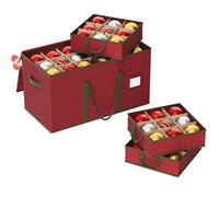 XIVIRACK Boîte de Rangement pour Boules de Noël，avec Séparateurs Réglables pour,6 compartiments, Oxford 600D,54 compartiments de 10,2 cm, 64 x 32 x 34 cm,Rouge