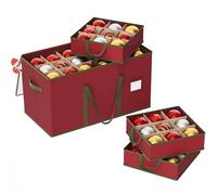 XIVIRACK Boîte de Rangement pour Boules de Noël，avec Séparateurs Réglables pour,6 compartiments, Oxford 600D,54 compartiments de 10,2 cm, 64 x 32 x 34 cm,Rouge (Conception transparente)