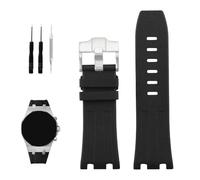 XIW Bracelet de rechange en caoutchouc pour montre Audemars Piguet AP Royal Oak Offshore 28 mm 15703 15710 15400 26470 26400 pour homme - Boucle argentée