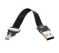 Xiwai 0,2 m Câble de données USB 2.0 Type-A mâle vers Micro USB 5 broches mâle plat, fin et flexible FPC pour FPV, disque et téléphone