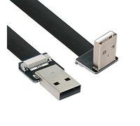 xiwai 0,2 m Câble plat USB 2.0 type A mâle vers type A mâle coudé vers le bas de 90 degrés pour FPV, disque, scanner et imprimante