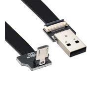 xiwai 0,5 m connecteur USB 2.0 de type A vers connecteur Micro-USB à 5 broches coudé vers le bas, câble de données, plat, plat, câble FPC pour FPV, disque et téléphone