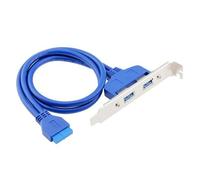 xiwai 2 ports USB 3.0 Hub femelle panneau arrière vers connecteur d'en-tête de carte mère 20 broches câble connecteur 50 cm avec support PCI