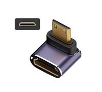 xiwai 8K Down Angled Mini HDMI Male to HDMI 2.1 Female UHD Extension Gold Converter Adapter Support 8K 60hz HDTV