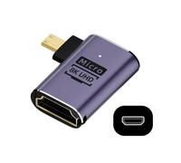 xiwai 8K Micro HDMI mâle à Angle Droit vers HDMI 2.1 Femelle Extension UHD Adaptateur Or Support 8K 60hz HDTV