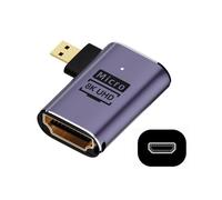 xiwai 8K Micro HDMI mâle à Angle Gauche vers HDMI 2.1 Femelle Extension UHD Adaptateur Or Support 8K 60hz HDTV
