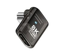 xiwai Adaptateur HDMI mâle vers HDMI 2.1 Femelle coudé à 90° vers Le Bas, Profil Bas, UHD 8K 60 Hz, prolongateur HDTV Transparent avec témoin Lumineux LED Intelligent pour Moniteur, TV et projecteur