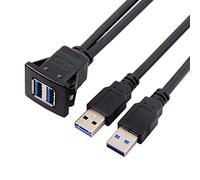 Xiwai Câble auxiliaire double USB 3.0 étanche de 1 m pour tableau de bord de voiture