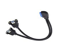 xiwai Câble coudé à 90 degrés 5 Gbit/s 2 ports USB 3.0 femelle vers connecteur 19/20 broches à vis 32 cm