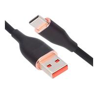 xiwai Câble de charge rapide Type A 15 W, USB-A vers USB-C, en silicone liquide ultra-souple noir, pour ordinateur portable, tablette et téléphone (200 cm).