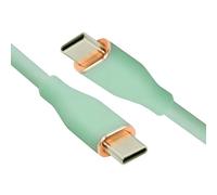 xiwai Câble de charge Type C 65 W vert, USB-C 480 Mbps, connecteur mâle-mâle, en silicone liquide ultra-souple et très flexible (100 cm).