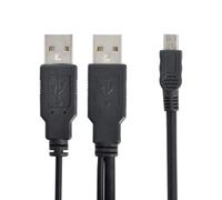 xiwai Câble de données double type A USB 2.0 mâle vers mini micro USB type B mâle 5 broches compatible avec lecteur de disque, lecteur SSD, caméra MP4 (60 cm)